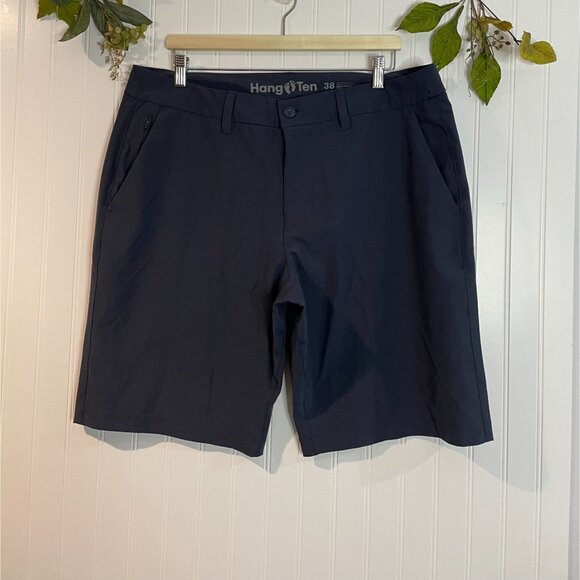 Hang Ten Mens Plaid Navy Blue Polyester/Elastane Shorts Size 38 - Picture 8 of 14